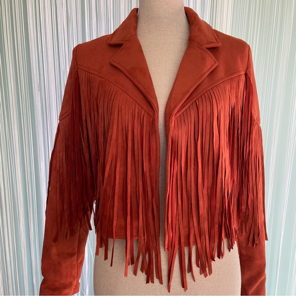 Flawless Jackets & Blazers - Cropped Fringed Faux Suede Jacket NWT